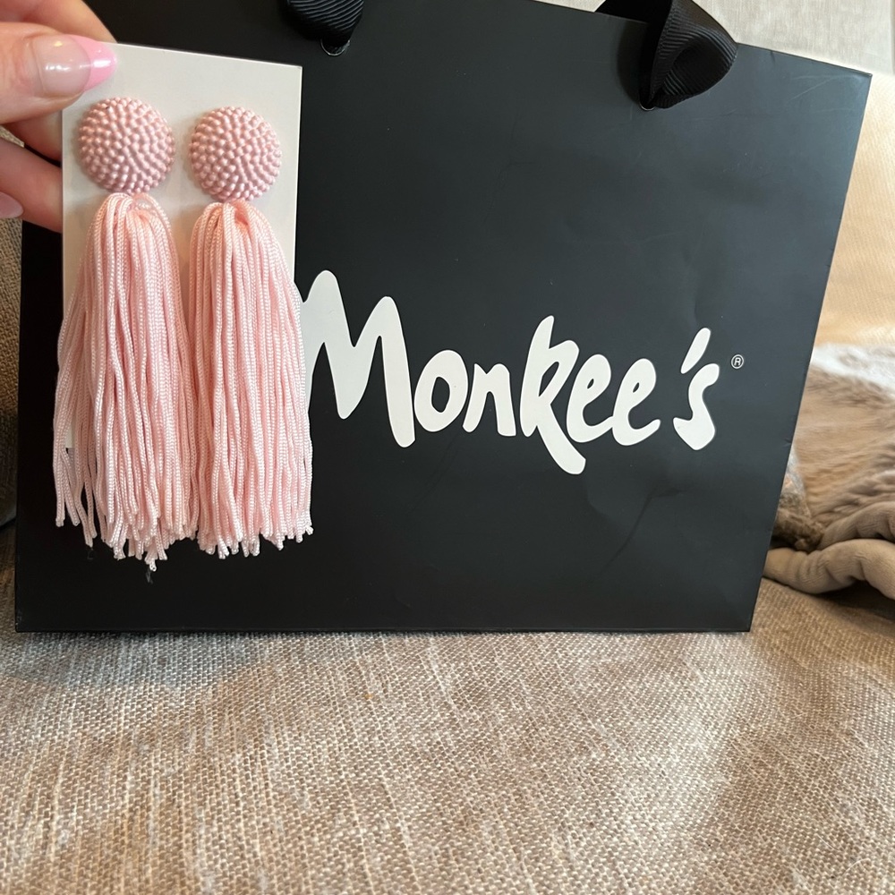 Monkees Charleston Boutique Pink Tassle Earrings